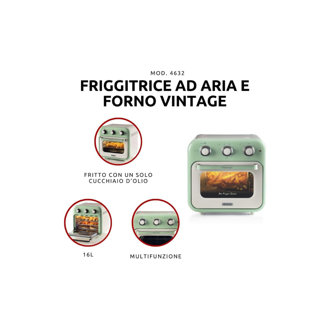 Ariete Friggitrice Airy Fryer Vintage 16Lt Mod.4632/04 Verde