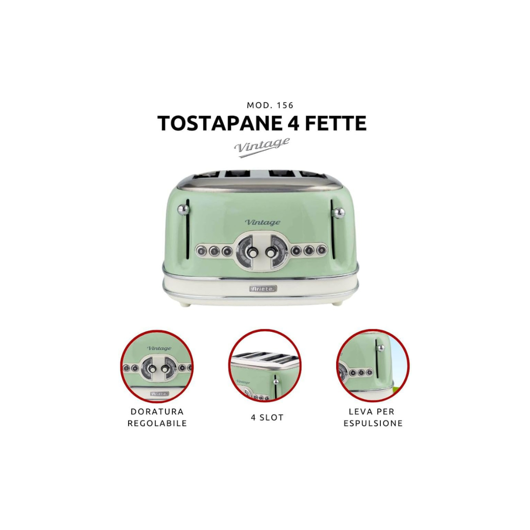 Ariete Tostapane  Vintage 4 Fette Mod. 0156/04 Verde