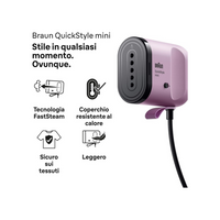 Stiratore Verticale Braun QuickStyle Mini 1200W Mod. GS1031PU Viola