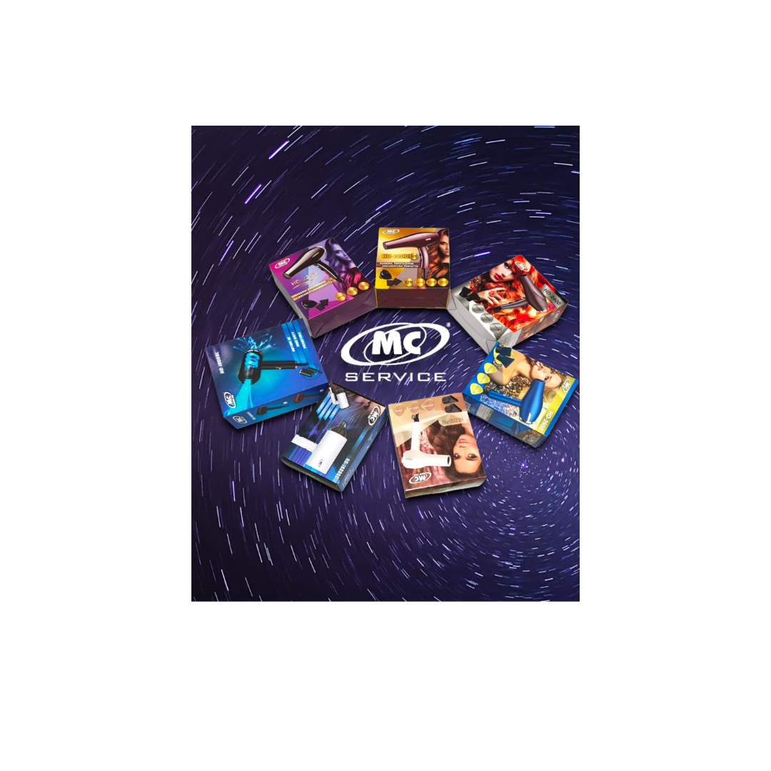 Mc Phon Professionale HD-1800 DC Bianco, 1800W Manico Pieghevole Con 2 Beccucci