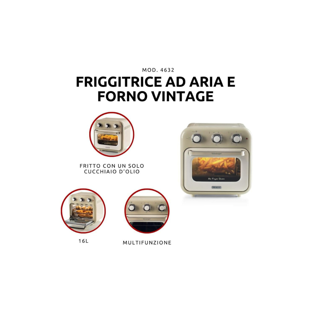 Ariete Friggitrice Airy Fryer Vintage 16Lt Mod.4632/03 Beige