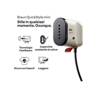 Stiratore Verticale Braun QuickStyle Mini 1200W Mod. GS1011BG Beige