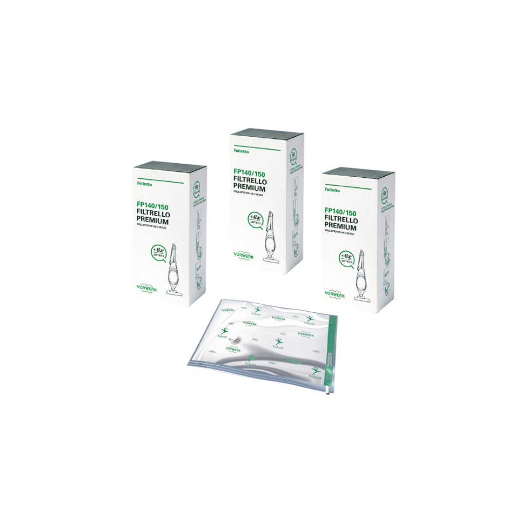 Kit 3 Filtrello Premium VK140 VK150 Con Dovina + 3 Sacchi Sottovuoto OMAGGIO