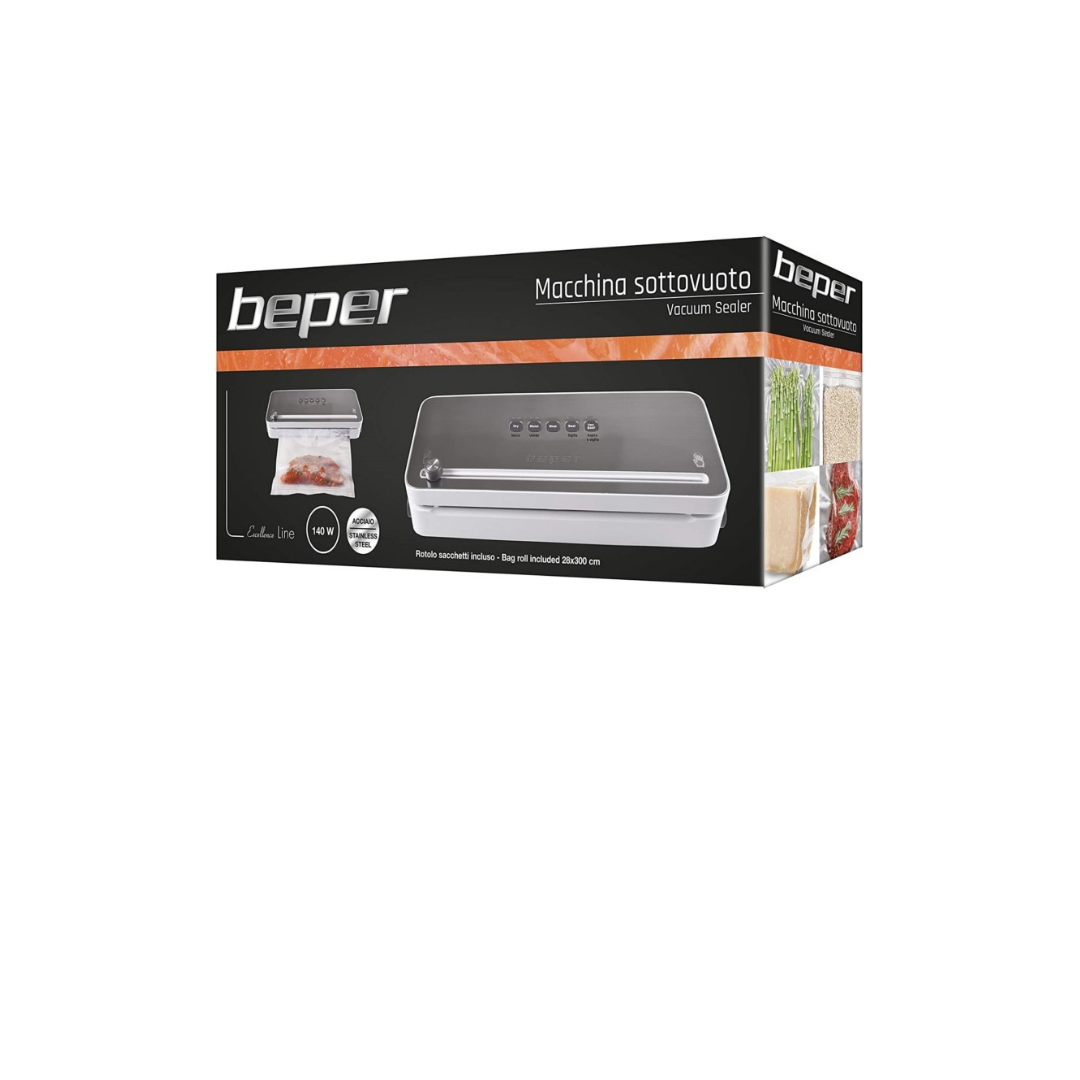 Beper Macchina Sottovuoto Acciaio Con Rotolo Sacchetti 140w